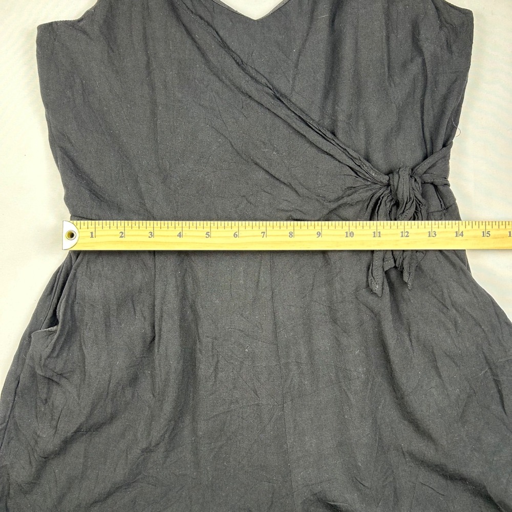 One Clothing Los Angeles Womens Black Wrap Front Romper Side Tie Pocket Large - Picture 8 of 14